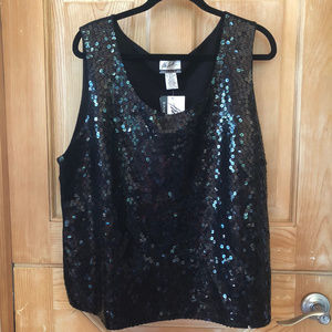 NWT Black Dressy Sequined Tank 2X/3X